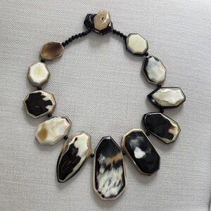 Statement Black & Cream Resin Geometric Necklace